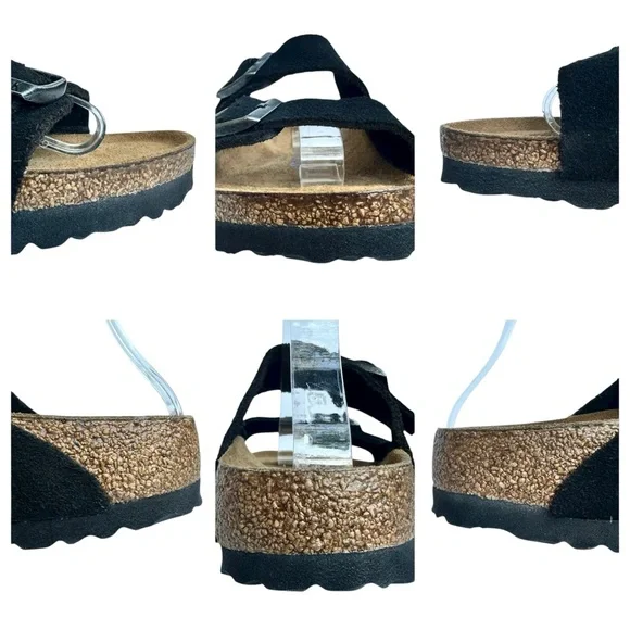 BIRKENSTOCK Arizona Soft Footbed Black Suede Leather Sandals US 8 8 1/2 A B New - Picture 8 of 16